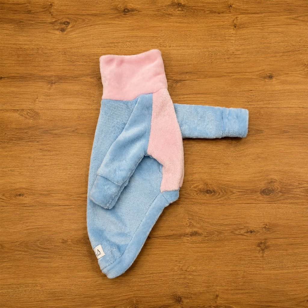 Blusa em fleece azul bebê com rosa bebê - Imagem 2