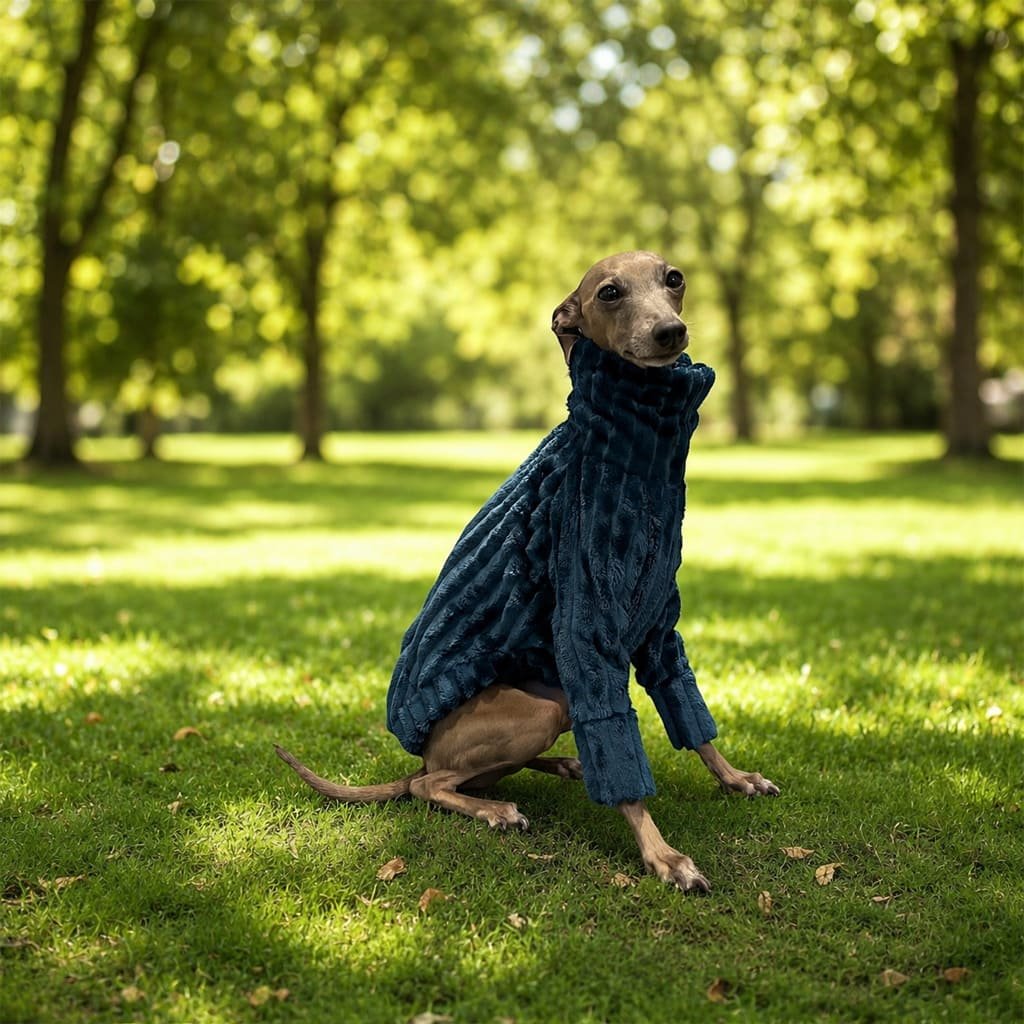 Blusa em fleece canelado azul petróleo