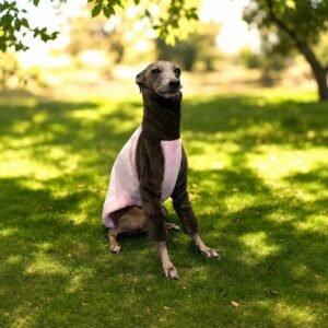 Blusa em fleece rosa bebê com marrom café