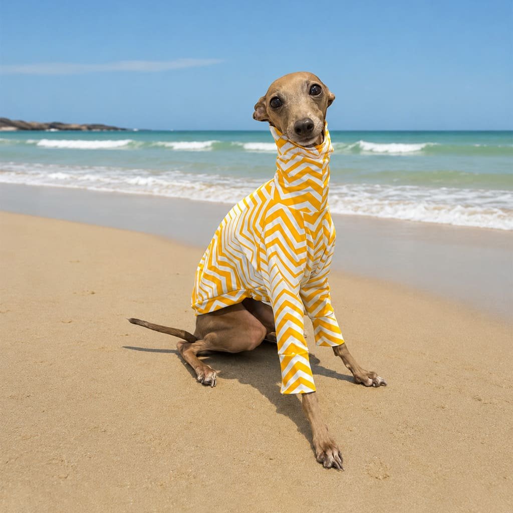 Cacharrel com proteção solar UV 50+ mosaico amarelo