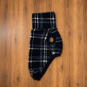 Colete em carneirinho xadrez tartan azul