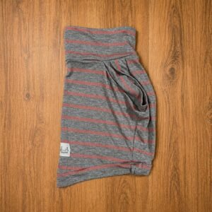 Cropped listrado rosa e cinza