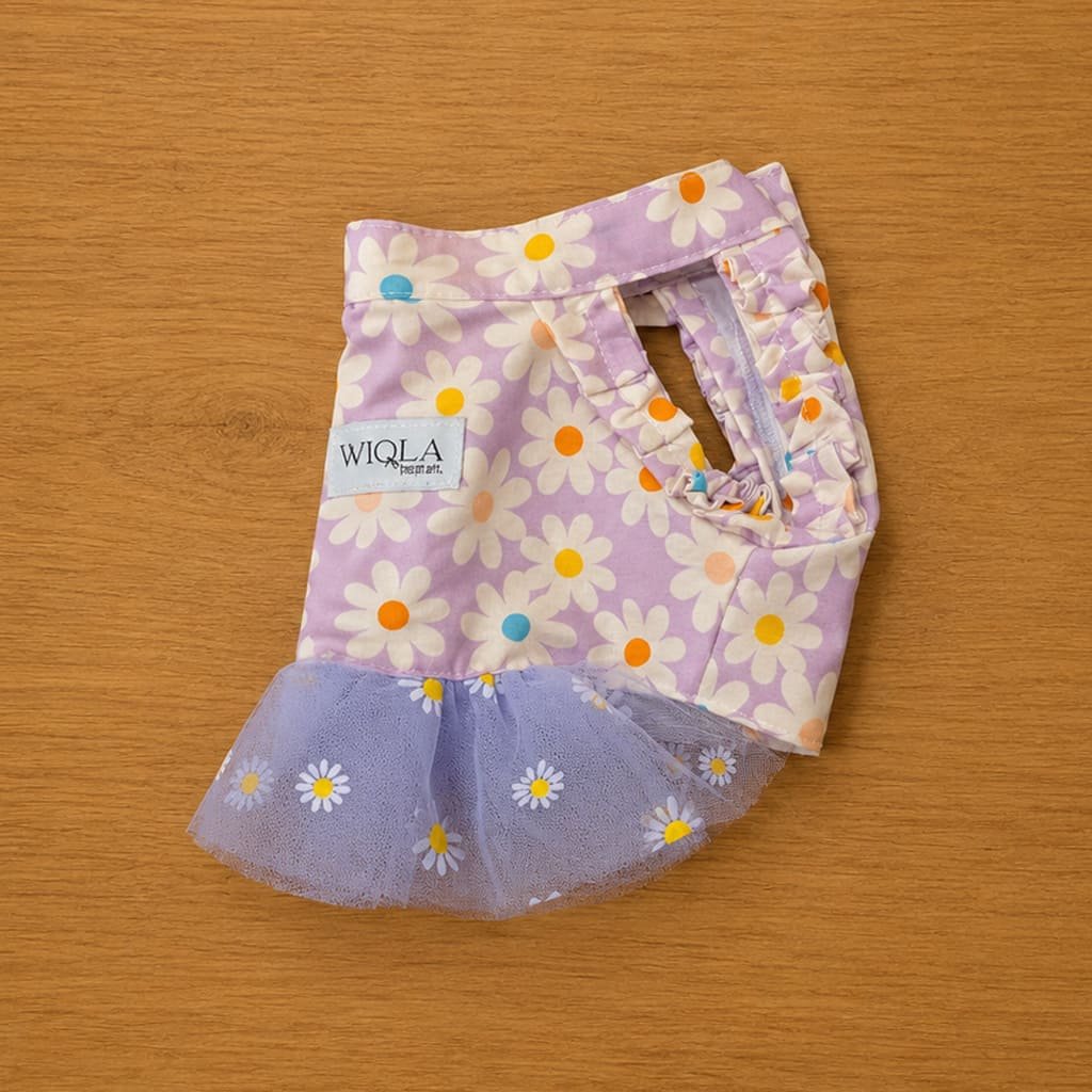 Vestidinho em tricoline margaridas com tule - Imagem 2