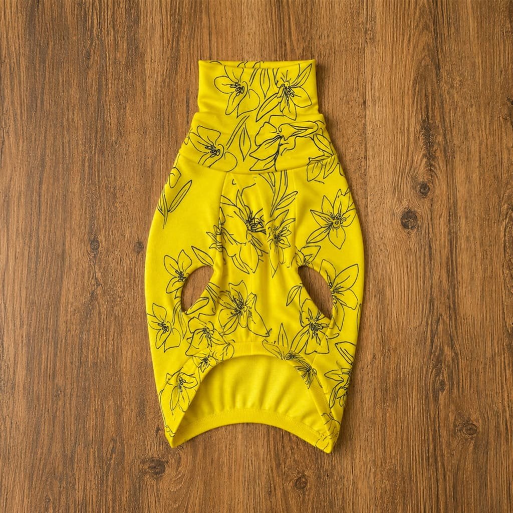 Vestido em suede de malha amarelo floral - Imagem 2
